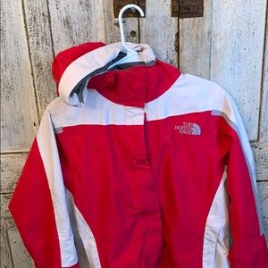 North face light pink winter jacket